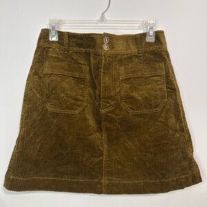 Madewell Corduroy Mini Skirt with Pockets Short Brown Green